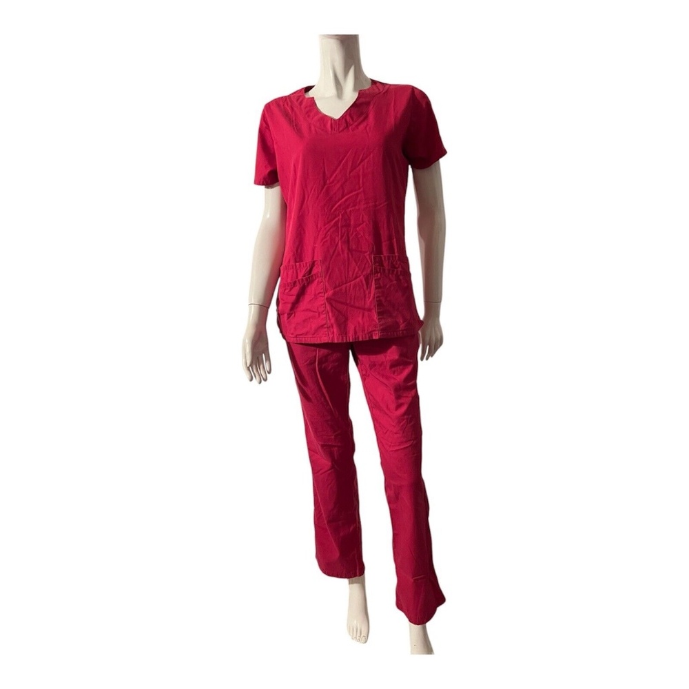 BUTTER SOFT Scrub Set Pink XS 4 pocket Scallop Neck 4 Pocket Elastic Waist